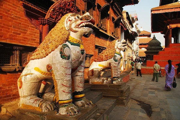 Τα γλυπτά στην πλατεία durbar στο Κατμαντού, Νεπάλ Εικόνα Αρχείου