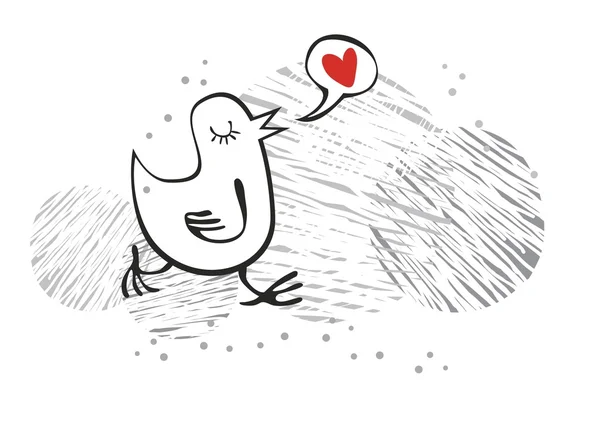 Petit oiseau parlant d'amour à gauche — Image vectorielle
