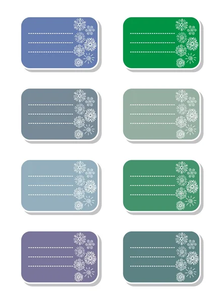 Étiquettes cadeaux avec palette de flocons de neige froide — Image vectorielle