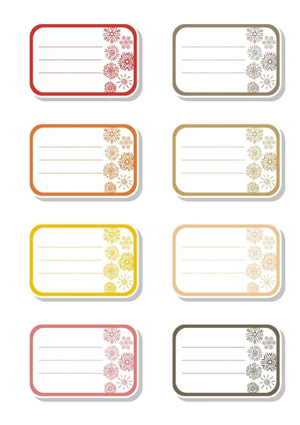 White snowflake gift labels warm palette — Stock Vector