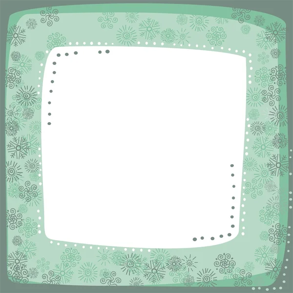Green winter snowflakes background — Stock Vector