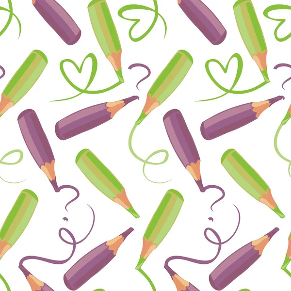回学校绿色和紫色蜡笔图案 — 图库矢量图片