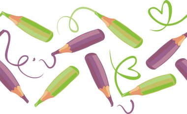 Back to school green and purple horizontal clipart