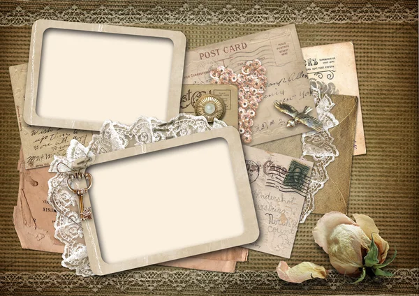 Vintage background with old frames — Stock Photo, Image