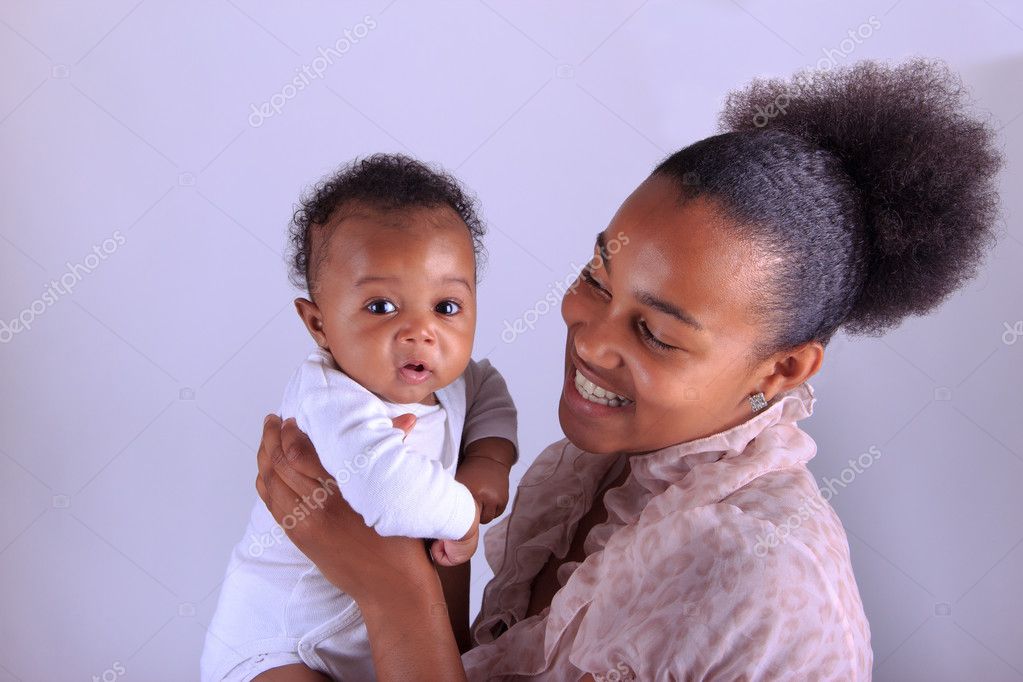 Baby newborn african with mother black