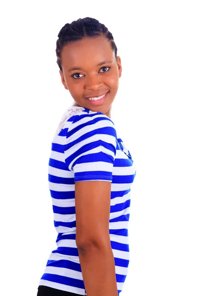 Vrouw Afrikaanse mooie jonge zwarte geïsoleerd — Stockfoto