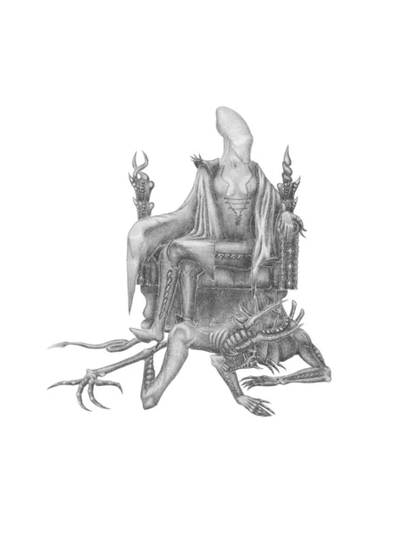 Alien em um trono — Fotografia de Stock