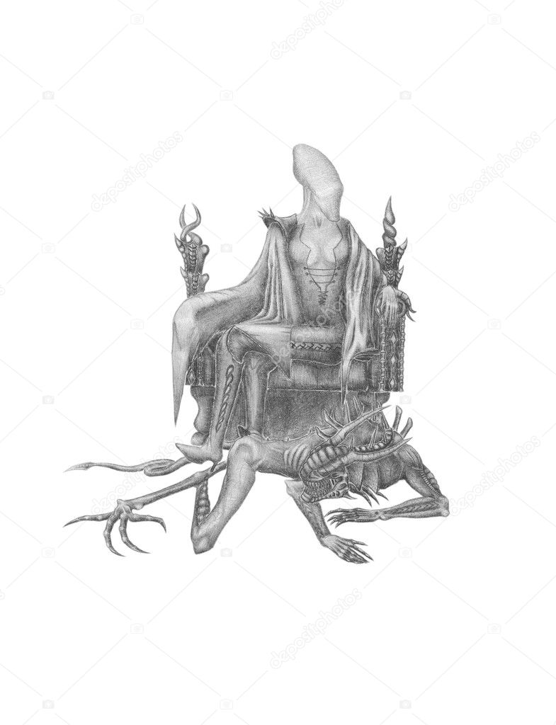 Alien on a throne