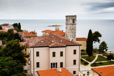 porec, Hırvatistan bir manastır kule üzerinde panoramik görünüm