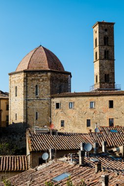 günbatımı küçük kasaba Volterra Toskana, İtalya