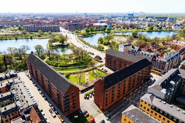 Luchtfoto op daken en kanalen van Kopenhagen, Denemarken — Stockfoto