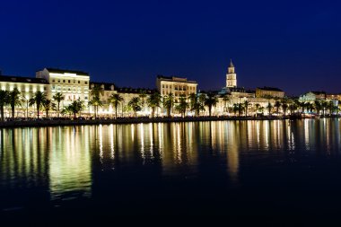 Panorama of Old Town of Split at Night, Croatia clipart