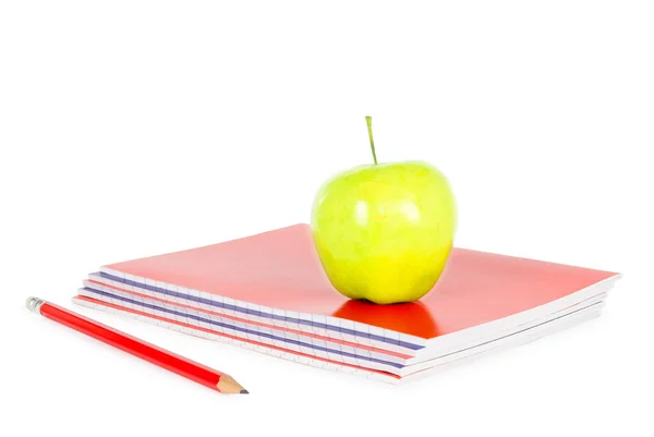 Notebook and apple — Stock Photo, Image