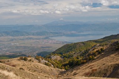 The Ohrid Lake visible from the mountains clipart