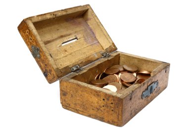 Vintage wooden moneybox clipart