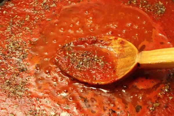Détail de la sauce tomate — Photo