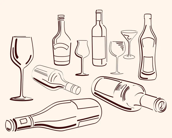 Gobelets et bouteilles — Image vectorielle