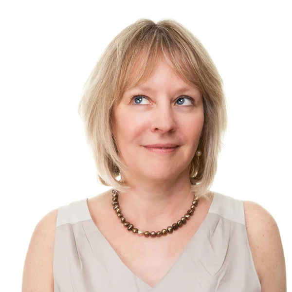 stock image Portrait of Attractive Smiling Mature Woman Looking Upwards