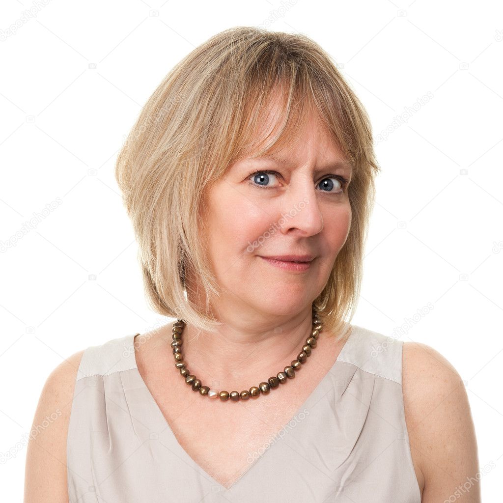 Attractive Mature Woman with Puzzled Worried Expression