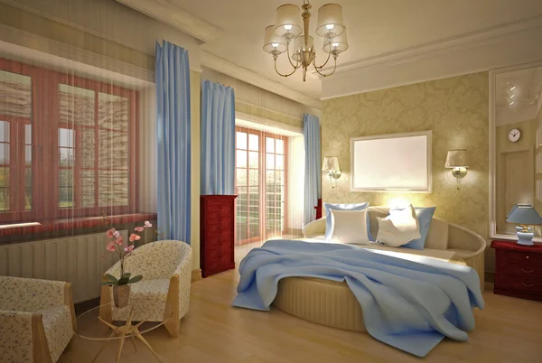 Спальня в рожевому дизайні інтер'єру — стокове фото