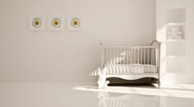 Minimal modern interior of nursery. B&W clipart
