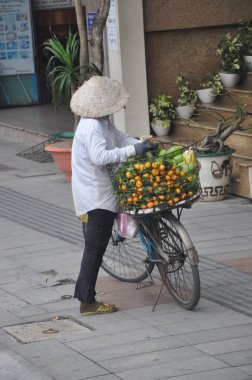 Vietnam. Satıcı, meyve.