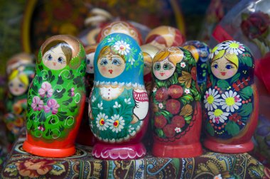 Babushka or matrioshka russian dolls clipart