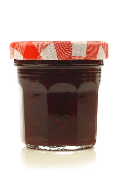 Glass jar with fruit jam — Stock Photo, Image