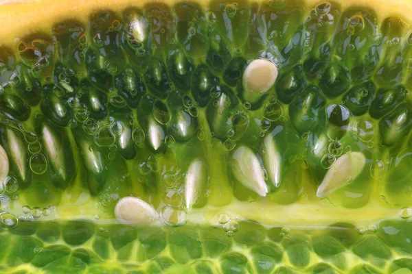 stock image Cut piece of Kiwano melon ((Cucumis metuliferus)