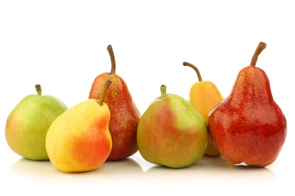 Assortment of different colorful pears — Stock Photo, Image