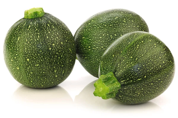 Three fresh Round Zucchini's — Stock Photo, Image