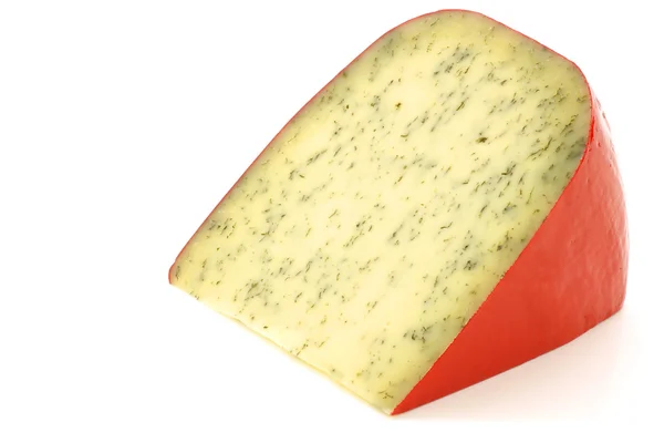 Pedaço de queijo tradicional frísio com ervas — Fotografia de Stock