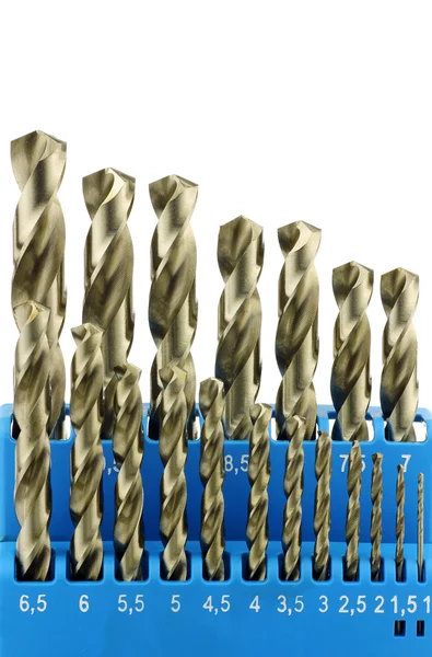 Zestaw z hartowanej stali metalu wiertła — Zdjęcie stockowe