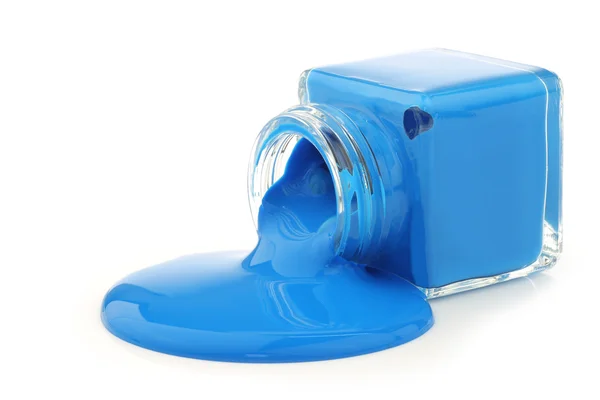 玻璃罐溢青色涂料 — 图库照片