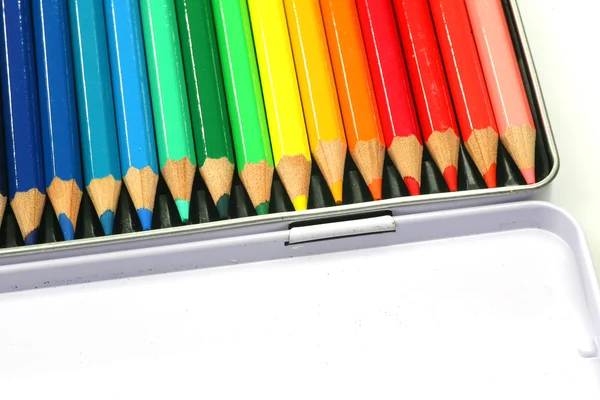 A box of coloring pencils — Stock Photo, Image