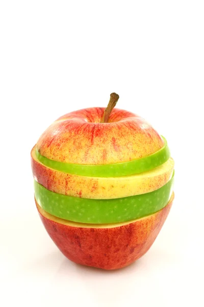 Dva plátky jablek, dát dohromady — Stock fotografie