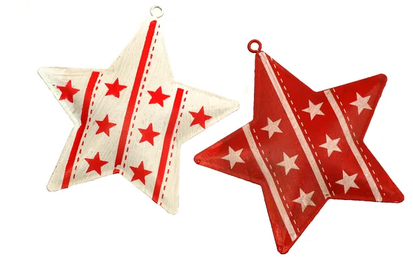 Красно-белые украшенные рождественские звезды — стоковое фото