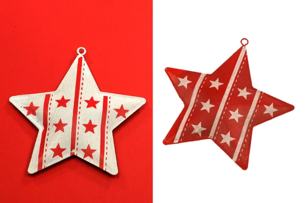 Röd och vit inredning jul stjärnor — Stockfoto