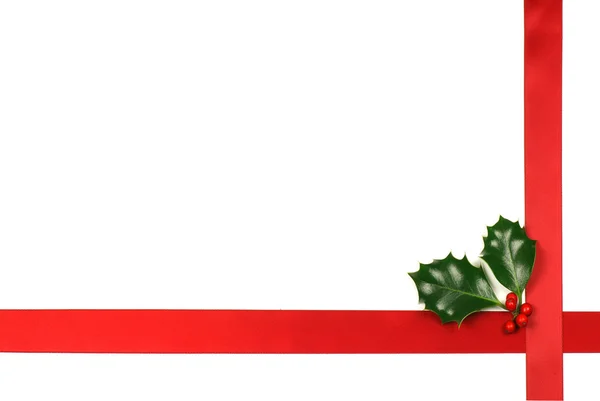 Різдвяний орнамент кордону з Холлі, ягодами і кімнатою для тексту — стокове фото