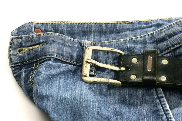 stock image Jeans with a belt on top