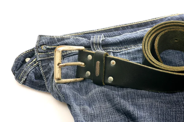 Jeans com um cinto em cima — Fotografia de Stock