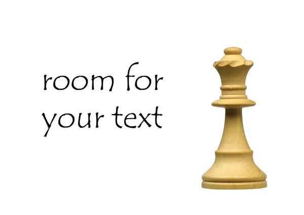 Bianco pezzo di scacchi regina con spazio per il vostro testo — Foto Stock