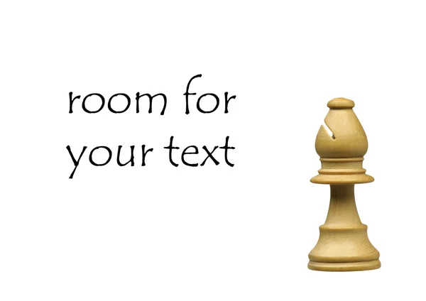 Bílá biskup šachová figurka s prostorem pro váš text — Stock fotografie