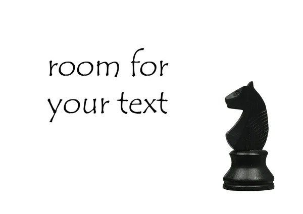 Black knight chess piece with room for your text — Stock Photo, Image