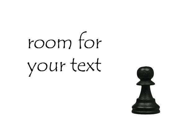 Czarny pionek szachowy kawałek miejsca na tekst — Zdjęcie stockowe