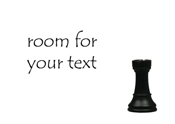 Černá věž šachová figurka s prostorem pro váš text — Stock fotografie