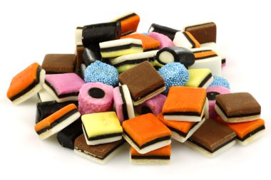 Bunch of sweet, tasty and colorful licorice all sorts clipart