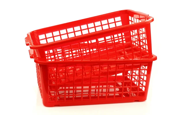 Červené plastové košíky — Stock fotografie