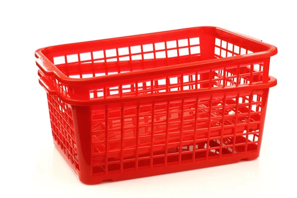 红色塑料篮子 — 图库照片