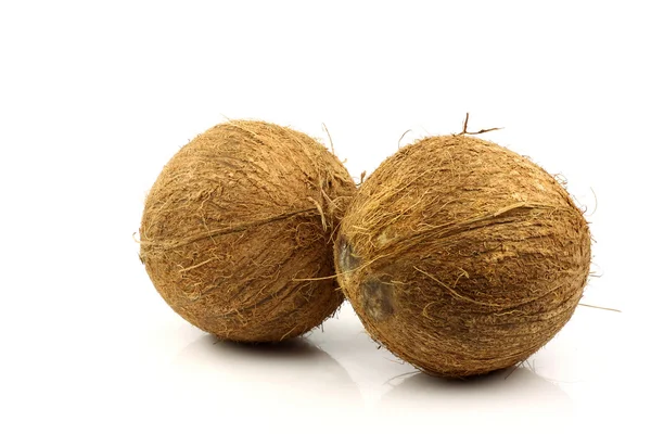 Två färska kokosnötter — Stockfoto